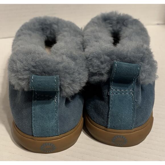UGG Rylan Blue Suede Shearling Style Slippers Women Size 8 Sheepskin Lined - Picture 2 of 8